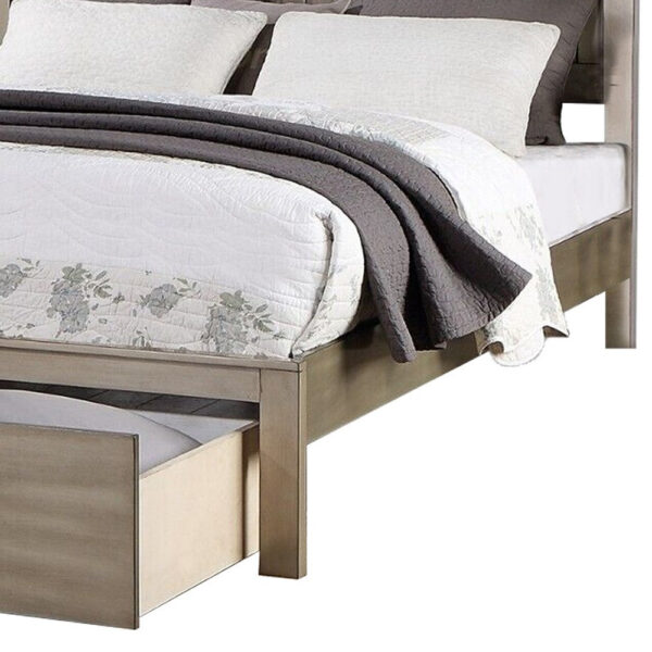 Kali Platform California King Bed, Panel Design, Storage Drawer, Light Tan