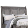 Demi Queen Size Bed, Sleigh Headboard, 2 Storage Drawers, Oak Gray Wood