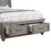 Demi Queen Size Bed, Sleigh Headboard, 2 Storage Drawers, Oak Gray Wood