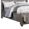 Demi Queen Size Bed, Sleigh Headboard, 2 Storage Drawers, Oak Gray Wood