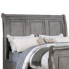 Demi Queen Size Bed, Sleigh Headboard, Tri Panel Molding, Oak Gray Wood