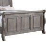 Demi Queen Size Bed, Sleigh Headboard, Tri Panel Molding, Oak Gray Wood