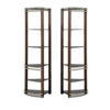 Lein 65 Inch Pier Shelf, Brown, Silver Metal Frame, Glass Shelves, Set of 2