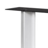 Liam 47 Inch Sofa Console Table, White Wood, Pedestal Base, Black Glass Top