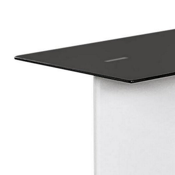 13022026698f104d7d3b8.jpeg Liam 22 Inch Square Side End Table, White Wood, Pedestal Base, Glass Top