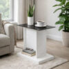 13022026698f105d45b70.jpeg Liam 22 Inch Square Side End Table, White Wood, Pedestal Base, Glass Top