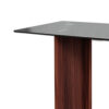 Liam 47 Inch Sofa Console Table, Brown Wood, Pedestal Base, Black Glass Top