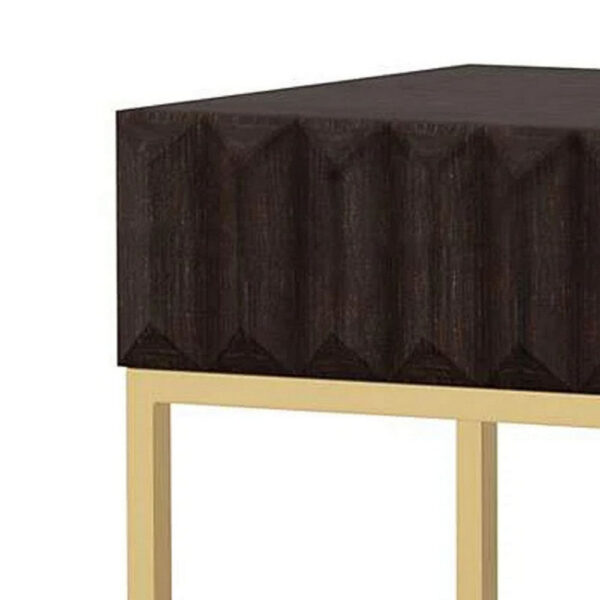 13022026698f109f3e872.jpeg Bran 24 Inch Modern Side End Table, Brown Wood, Gold Steel Base, 1 Drawer