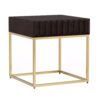 13022026698f10ae0a97c.jpeg Bran 23 Inch Square Side End Table, Brown Wood, Gold Steel Base, 1 Drawer