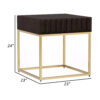 13022026698f10b7e6cf1.jpeg Bran 23 Inch Square Side End Table, Brown Wood, Gold Steel Base, 1 Drawer