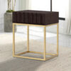 13022026698f10ba693c0.jpeg Bran 23 Inch Square Side End Table, Brown Wood, Gold Steel Base, 1 Drawer