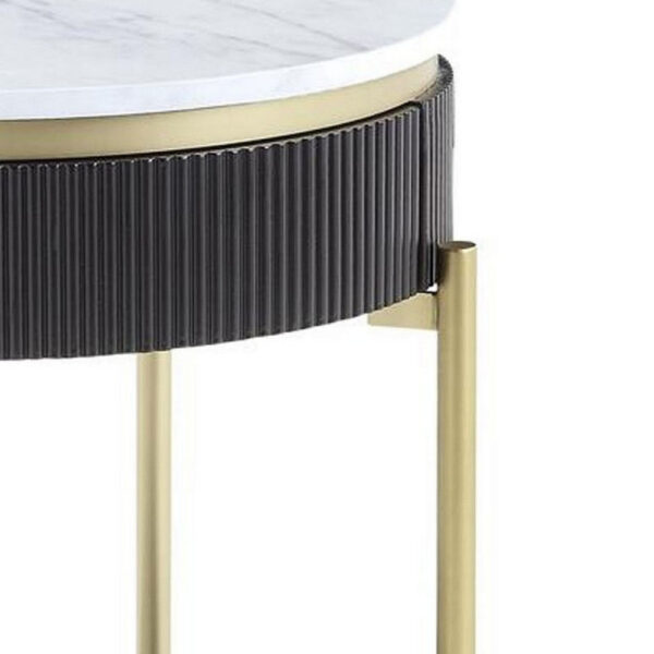 13022026698f10db45b9b.jpeg Ville 23 Inch Round Side End Table, White Faux Marble Top Brown Reeded Edge