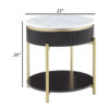 13022026698f10dd84c4e.jpeg Ville 23 Inch Round Side End Table, White Faux Marble Top Brown Reeded Edge