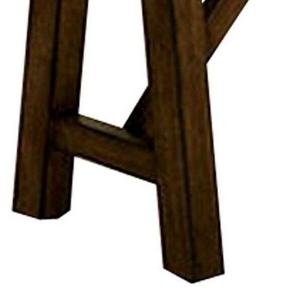 Naef 54 Inch Wood Dining Bench, Walnut Brown, Live Edges, Angled Legs