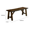 Naef 54 Inch Wood Dining Bench, Walnut Brown, Live Edges, Angled Legs