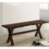 Naef 54 Inch Wood Dining Bench, Walnut Brown, Live Edges, Angled Legs