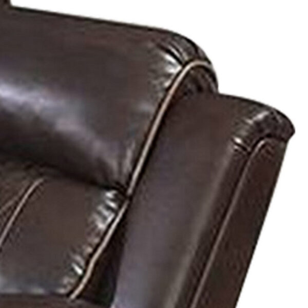Seda 80 Inch Power Reclining Sofa, USB Port, Dark Brown Vegan Faux Leather