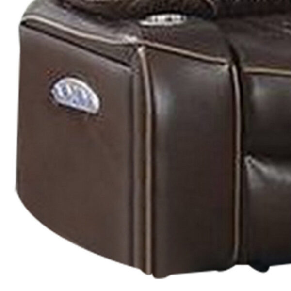 Seda 71 Inch Power Reclining Loveseat, Storage Console, Brown Faux Leather