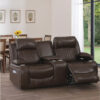 Seda 71 Inch Power Reclining Loveseat, Storage Console, Brown Faux Leather