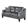 Hera 2 Piece Sofa and Loveseat Set, 4 Pillows, Classic Gray Faux Leather