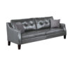 Hera 2 Piece Sofa and Loveseat Set, 4 Pillows, Classic Gray Faux Leather