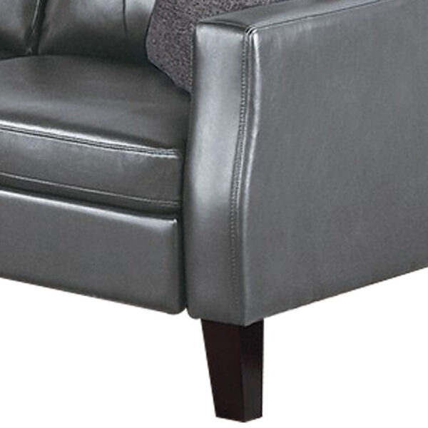 Hera 2 Piece Sofa and Loveseat Set, 4 Pillows, Classic Gray Faux Leather