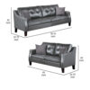 Hera 2 Piece Sofa and Loveseat Set, 4 Pillows, Classic Gray Faux Leather