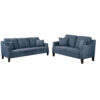 Gaia 2 Piece Sofa and Loveseat Set, 4 Throw Pillows, Cushioned Navy Blue