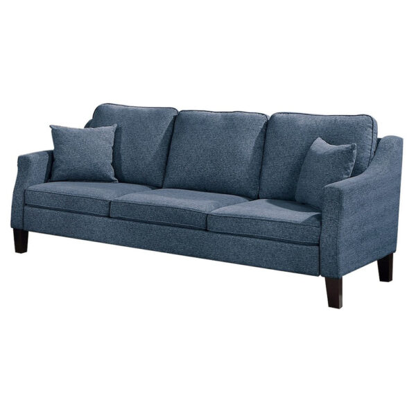 Gaia 2 Piece Sofa and Loveseat Set, 4 Throw Pillows, Cushioned Navy Blue