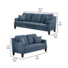 Gaia 2 Piece Sofa and Loveseat Set, 4 Throw Pillows, Cushioned Navy Blue