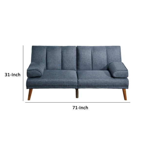 13022026698f12011aa17.jpeg Dora 71 Inch Adjustable Futon Sofa Bed with Vertical Channel Tufting, Blue