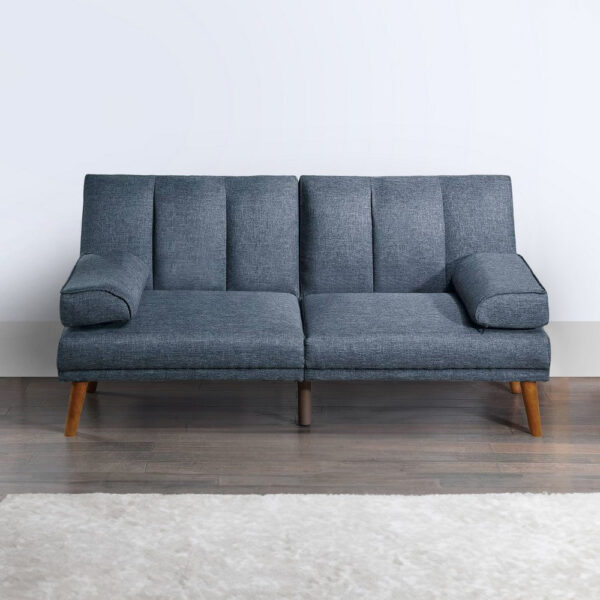 13022026698f12038dddf.jpeg Dora 71 Inch Adjustable Futon Sofa Bed with Vertical Channel Tufting, Blue