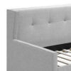Diem Classic Wood Day Bed with Trundle, Button Tufted Back, Gray Burlap
