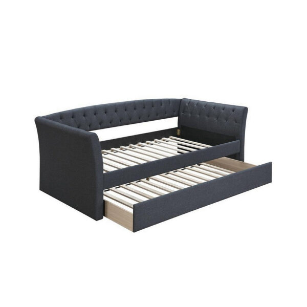 13022026698f12329aae3.jpeg Alma Classic Wood Daybed with Trundle, Button Tufted, Charcoal Burlap