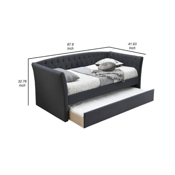 13022026698f123c4c279.jpeg Alma Classic Wood Daybed with Trundle, Button Tufted, Charcoal Burlap