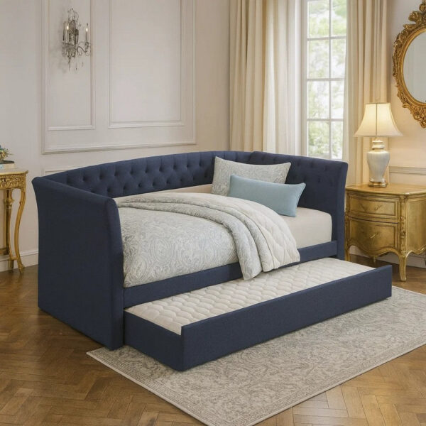 13022026698f12412a2eb.jpeg Alma Classic Wood Daybed with Trundle, Button Tufted, Charcoal Burlap