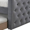 Edra Classic Wood Upholstered Day Bed with Trundle, Tufted Gray Burlap