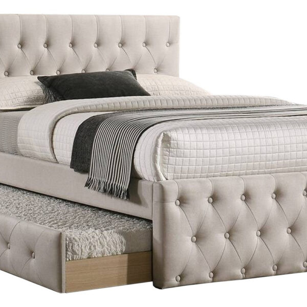 13022026698f12792b1f6.jpeg Nek Wood Full Size Upholstered Bed with Twin Trundle, Taupe Burlap Frame