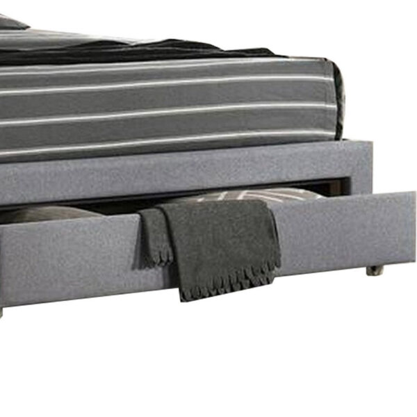 Nue Twin Upholstered Bed with Curved Tufted Headboard, Nailhead Trim, Gray