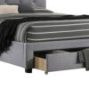 Nue Twin Upholstered Bed with Curved Tufted Headboard, Nailhead Trim, Gray