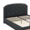 Nue Twin Upholstered Bed, Curved Tufted Headboard, Charcoal Gray Burlap