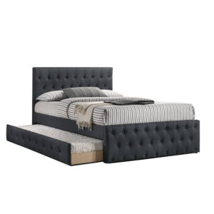 13022026698f12abaad57.jpeg Nek Wood Twin Size Upholstered Bed with Trundle, Tufted Charcoal Burlap