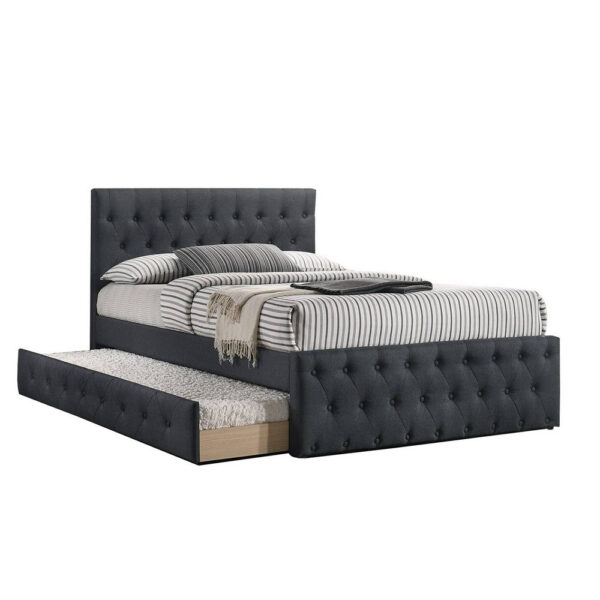 13022026698f12abaad57.jpeg Nek Wood Twin Size Upholstered Bed with Trundle, Tufted Charcoal Burlap