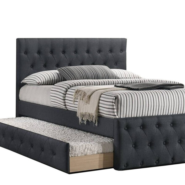 13022026698f12b66ac05.jpeg Nek Wood Twin Size Upholstered Bed with Trundle, Tufted Charcoal Burlap