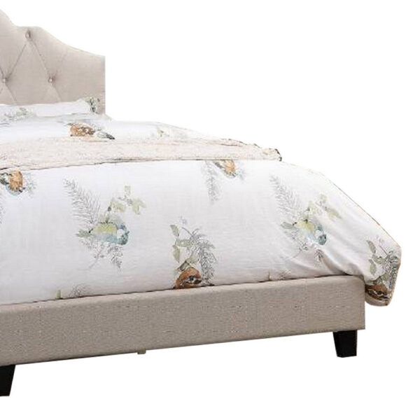 13022026698f12cbadaf4.jpeg Eni Upholstered Queen Size Bed, Tufted Adjustable Headboard, Taupe Fabric