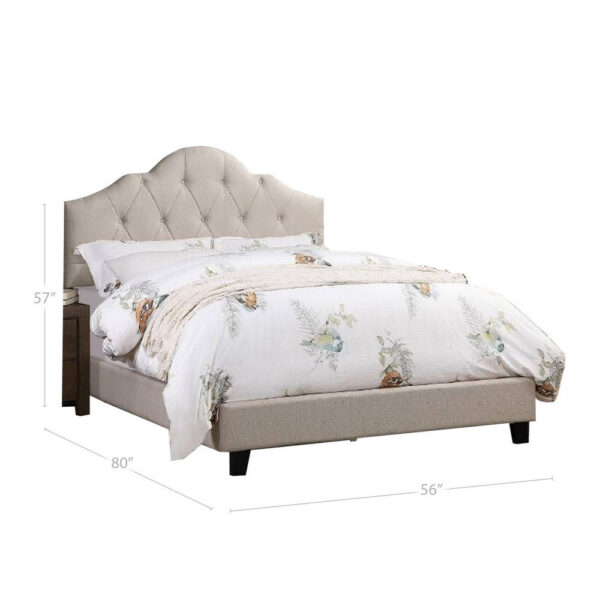 13022026698f12f07e602.jpeg Eni Upholstered Full Size Bed, Tufted Adjustable Headboard, Taupe Fabric