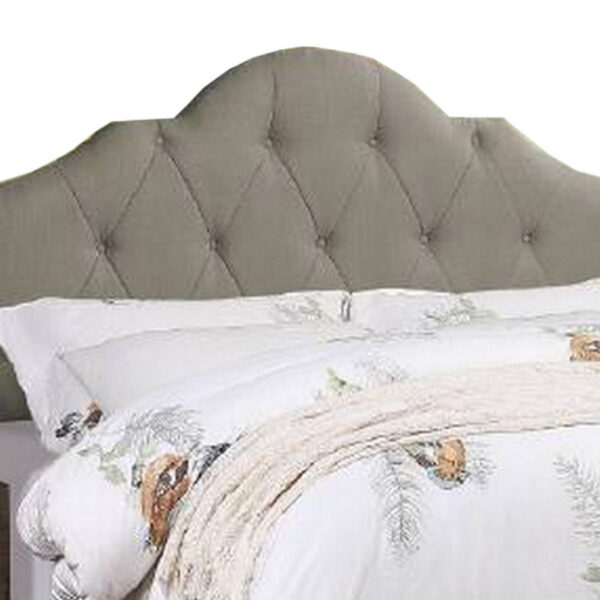 Eni Upholstered Queen Size Bed, Tufted Adjustable Headboard, Gray Fabric