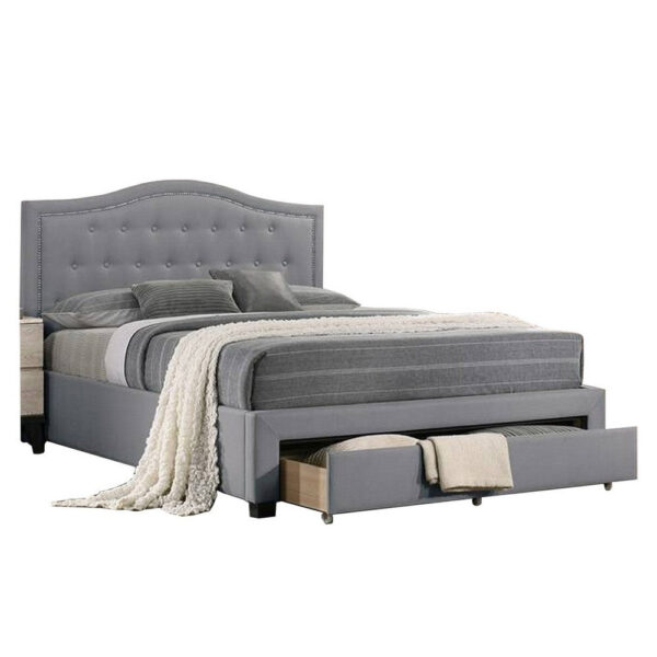 13022026698f132db3a78.jpeg Buk Upholstered Tufted Twin Bed with Storage, Nailhead Trim, Gray Burlap
