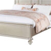 Opp Platform Queen Size Bed with Curved Panel Headboard, Champagne Silver