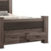 Fort Classic Queen Sized Bed with 2 Drawers, Upholstered Panel, Oak Gray